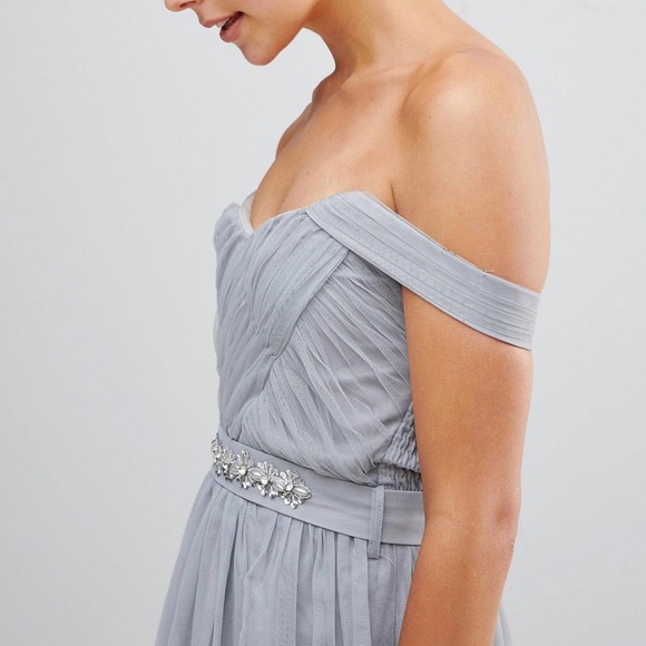 ASOS grey off shoulder maxi dress - Picture 3 of 3